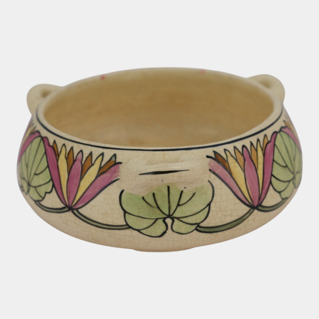 Roseville Persian Creamware 1916 Art Pottery Floral Handled Ceramic Bowl 316