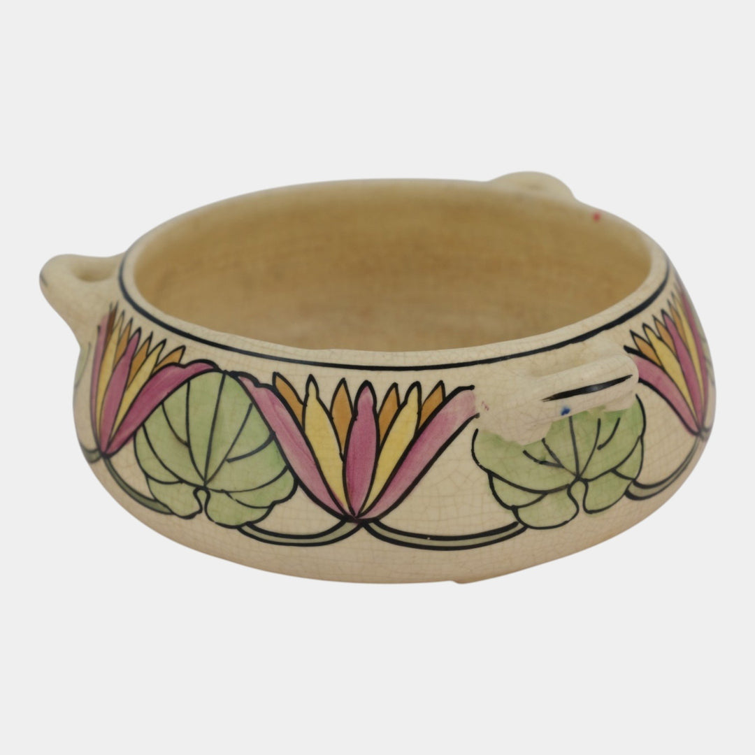Roseville Persian Creamware 1916 Art Pottery Floral Handled Ceramic Bowl 316