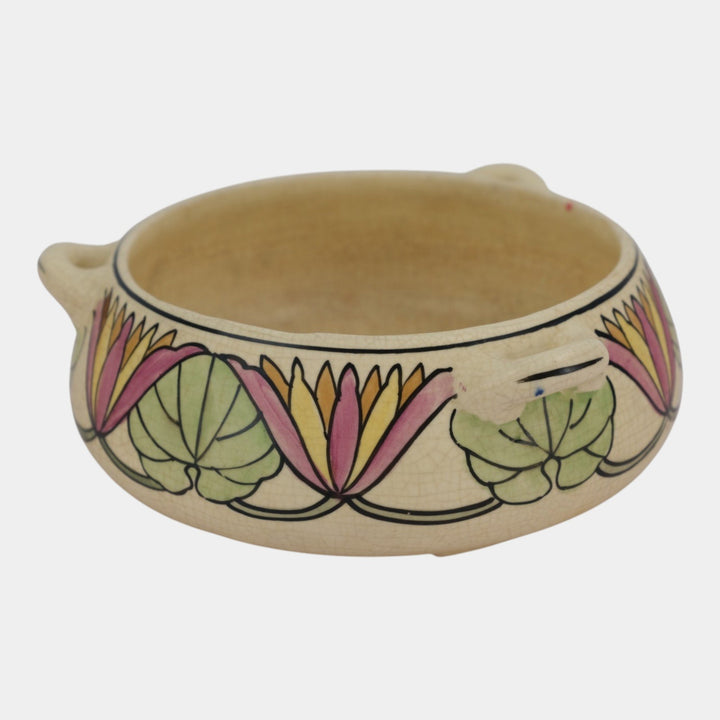 Roseville Persian Creamware 1916 Art Pottery Floral Handled Ceramic Bowl 316