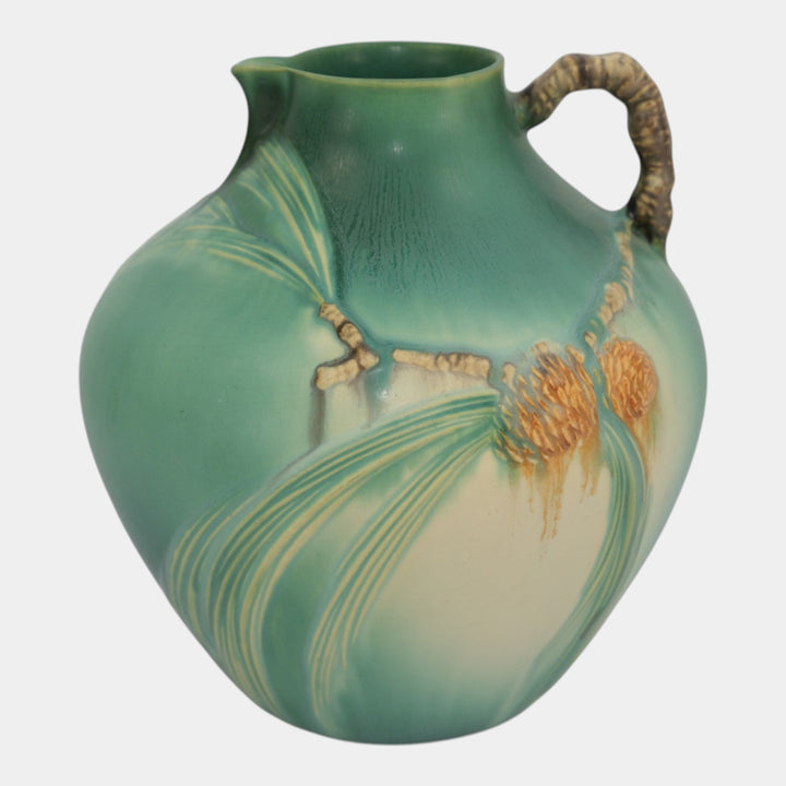 Roseville Pine Cone Green 1936 Vintage Art Pottery Ceramic Pitcher 708-9