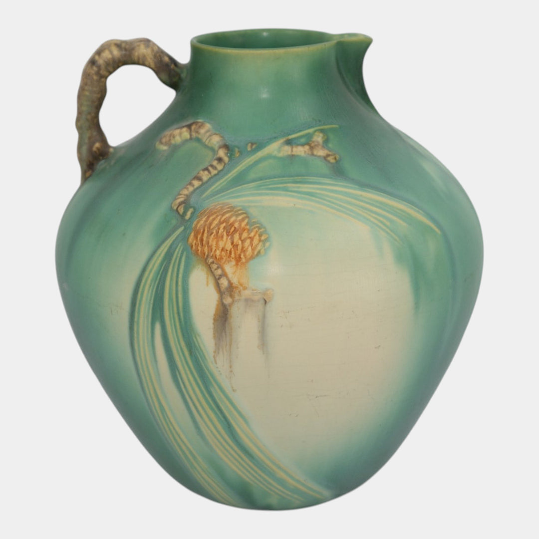 Roseville Pine Cone Green 1936 Vintage Art Pottery Ceramic Pitcher 708-9