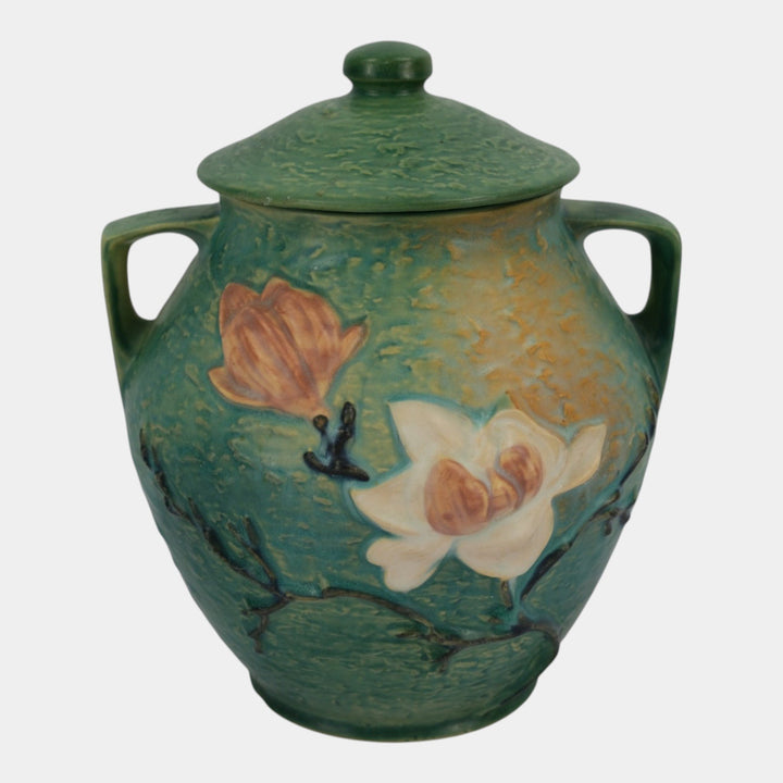 Roseville Magnolia Green 1943 Mid Century Modern Pottery Ceramic Cookie Jar 2-8