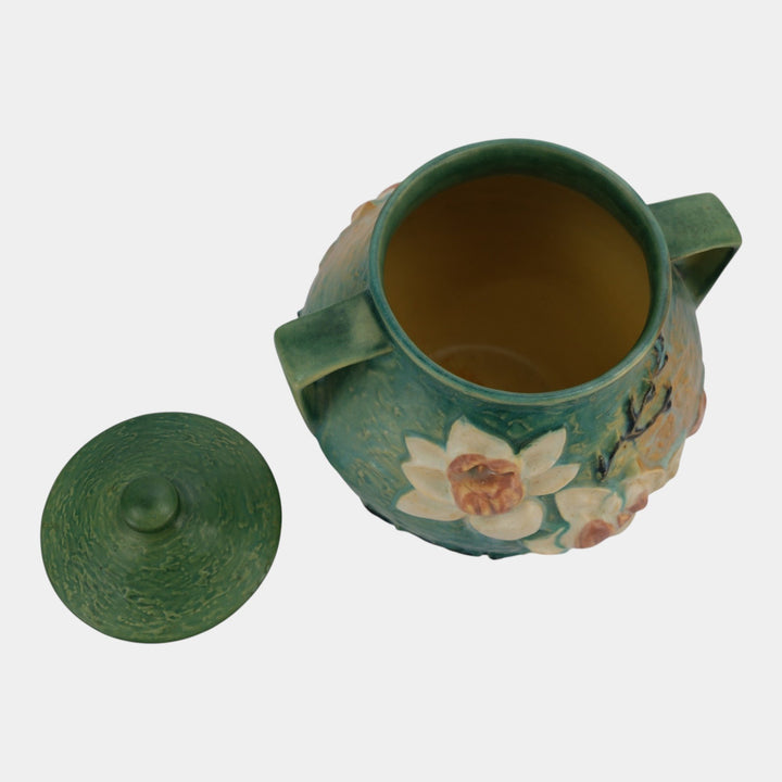 Roseville Magnolia Green 1943 Mid Century Modern Pottery Ceramic Cookie Jar 2-8
