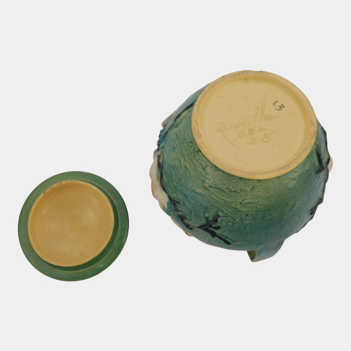 Roseville Magnolia Green 1943 Mid Century Modern Pottery Ceramic Cookie Jar 2-8