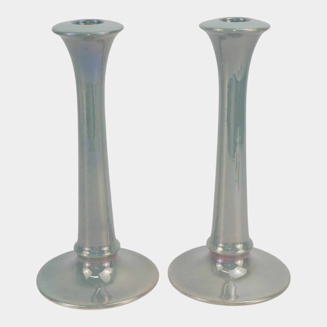 Roseville Lustre Blue 1922 Art Deco Candle Holder 1020-10