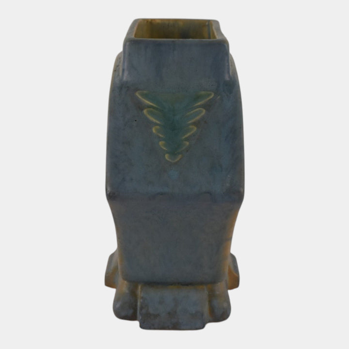 Roseville Futura Blue 1928 Vintage Art Deco Pottery Ceramic Fan Vase 82-6