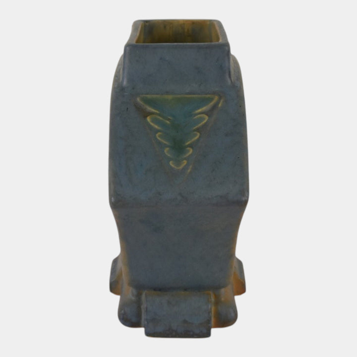 Roseville Futura Blue 1928 Vintage Art Deco Pottery Ceramic Fan Vase 82-6