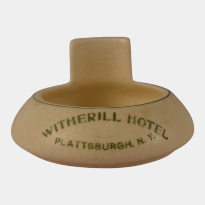 Roseville Creamware 1910 Vintage Pottery Witherill Hotel Advertising Ashtray