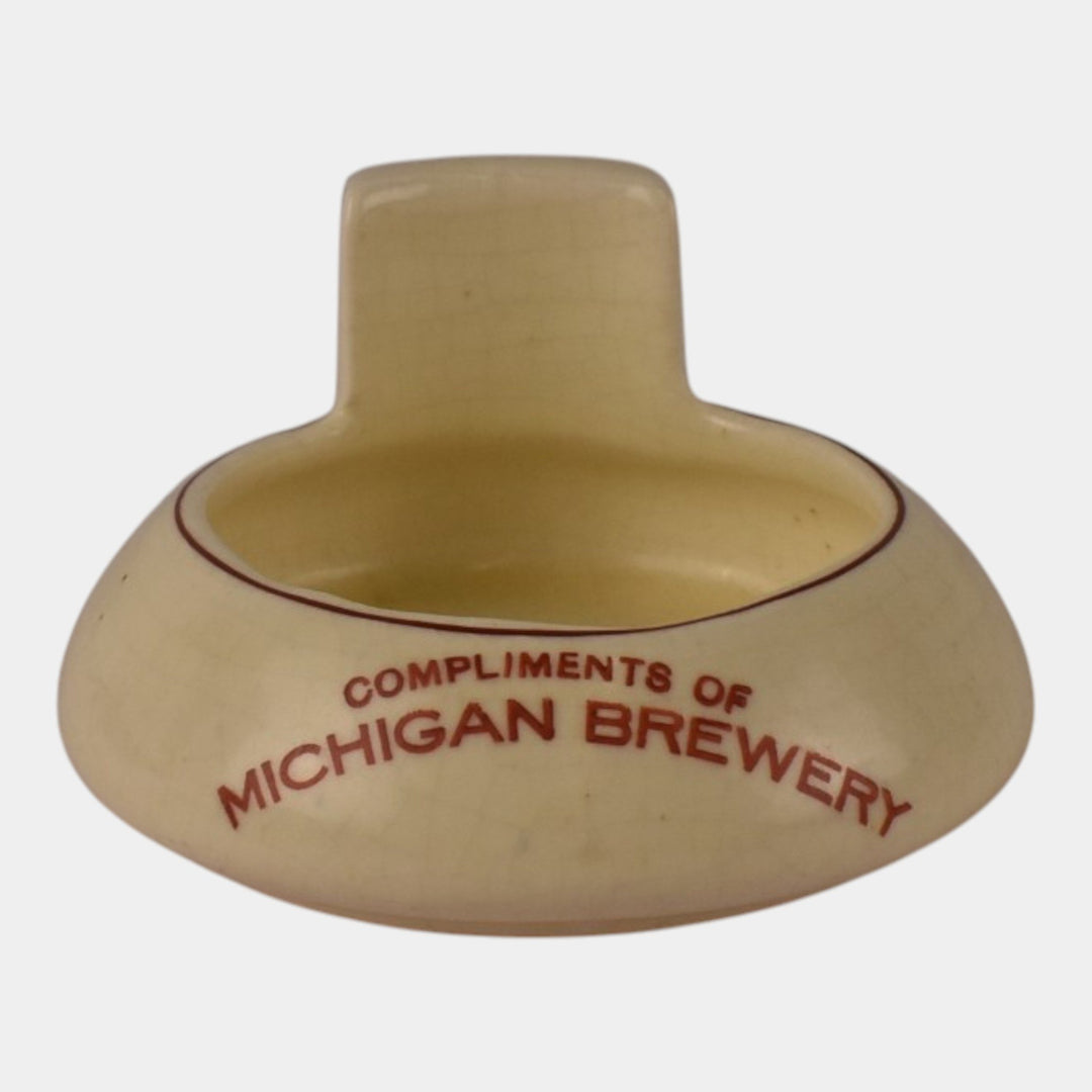 Roseville Creamware 1910 Vintage Pottery Michigan Brewery Advertising Ashtray