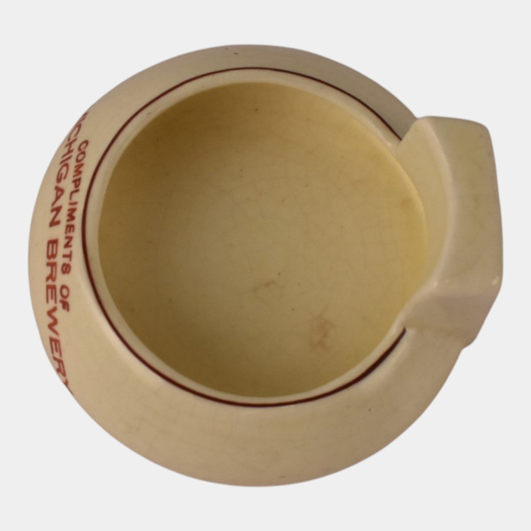 Roseville Creamware 1910 Vintage Pottery Michigan Brewery Advertising Ashtray