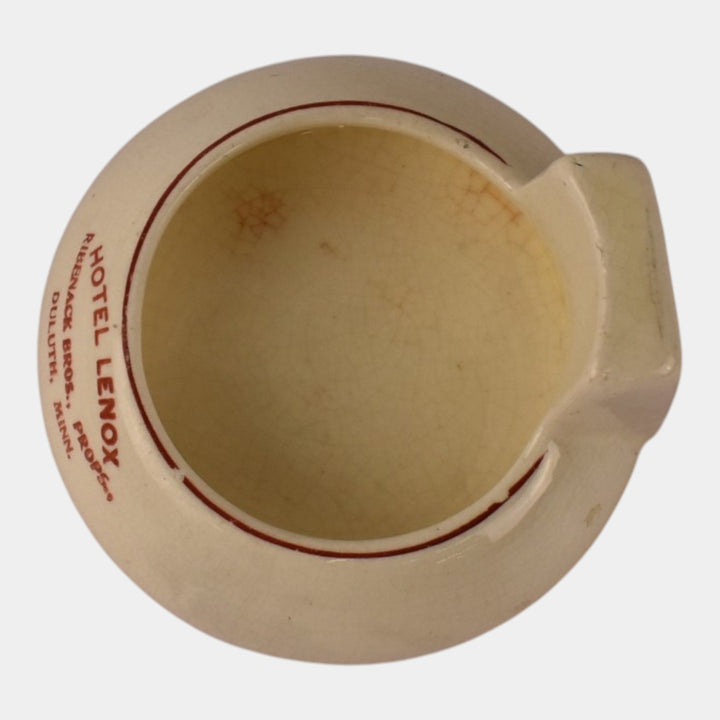 Roseville Creamware 1910 Pottery Hotel Lenox Minnesota Advertising Ashtray