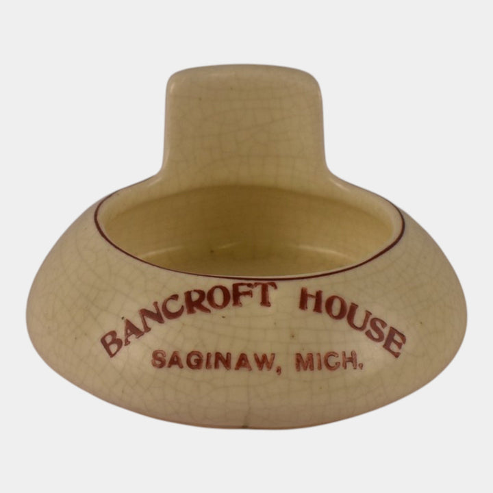 Roseville Creamware 1910 Art Pottery Bancroft House Michigan Advertising Ashtray