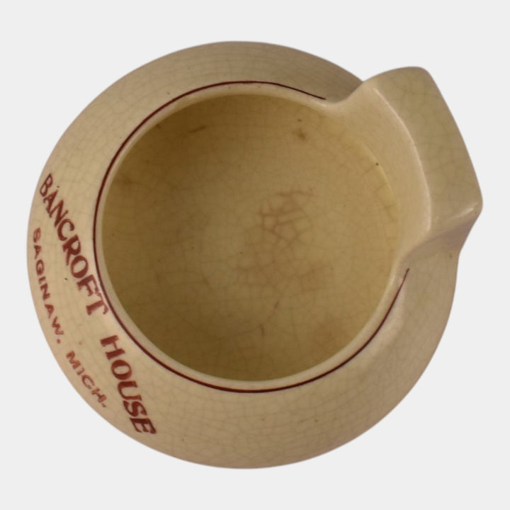 Roseville Creamware 1910 Art Pottery Bancroft House Michigan Advertising Ashtray