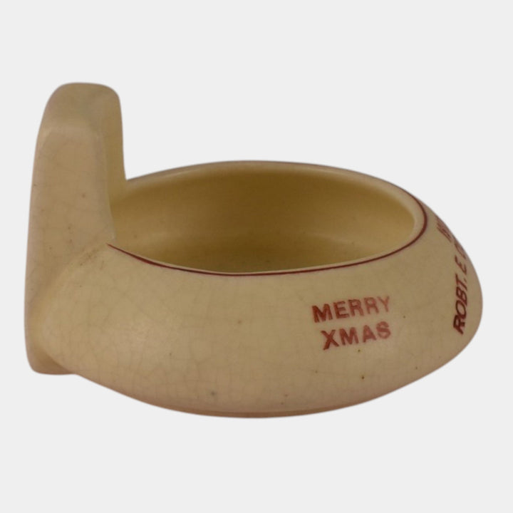 Roseville Creamware 1910 Art Pottery Robt E O'Callaghan Merry XMas Ashtray