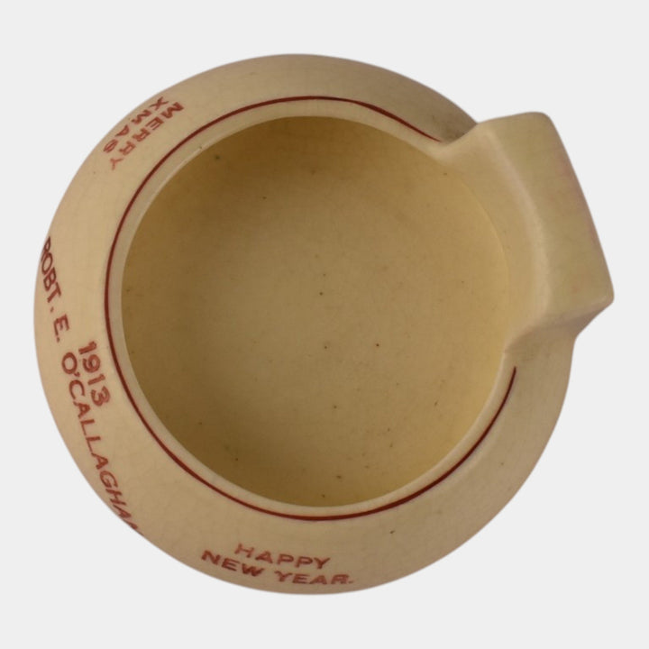 Roseville Creamware 1910 Art Pottery Robt E O'Callaghan Merry XMas Ashtray