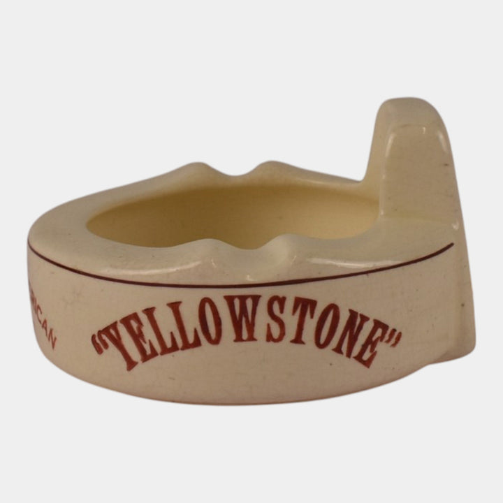 Roseville Creamware 1910 Art Pottery Yellowstone Whiskey Advertising Ashtray