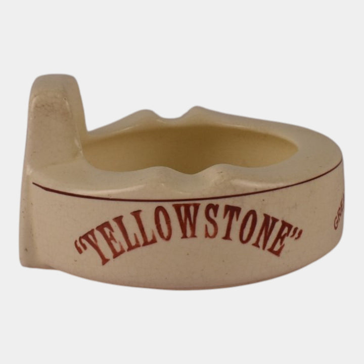 Roseville Creamware 1910 Art Pottery Yellowstone Whiskey Advertising Ashtray
