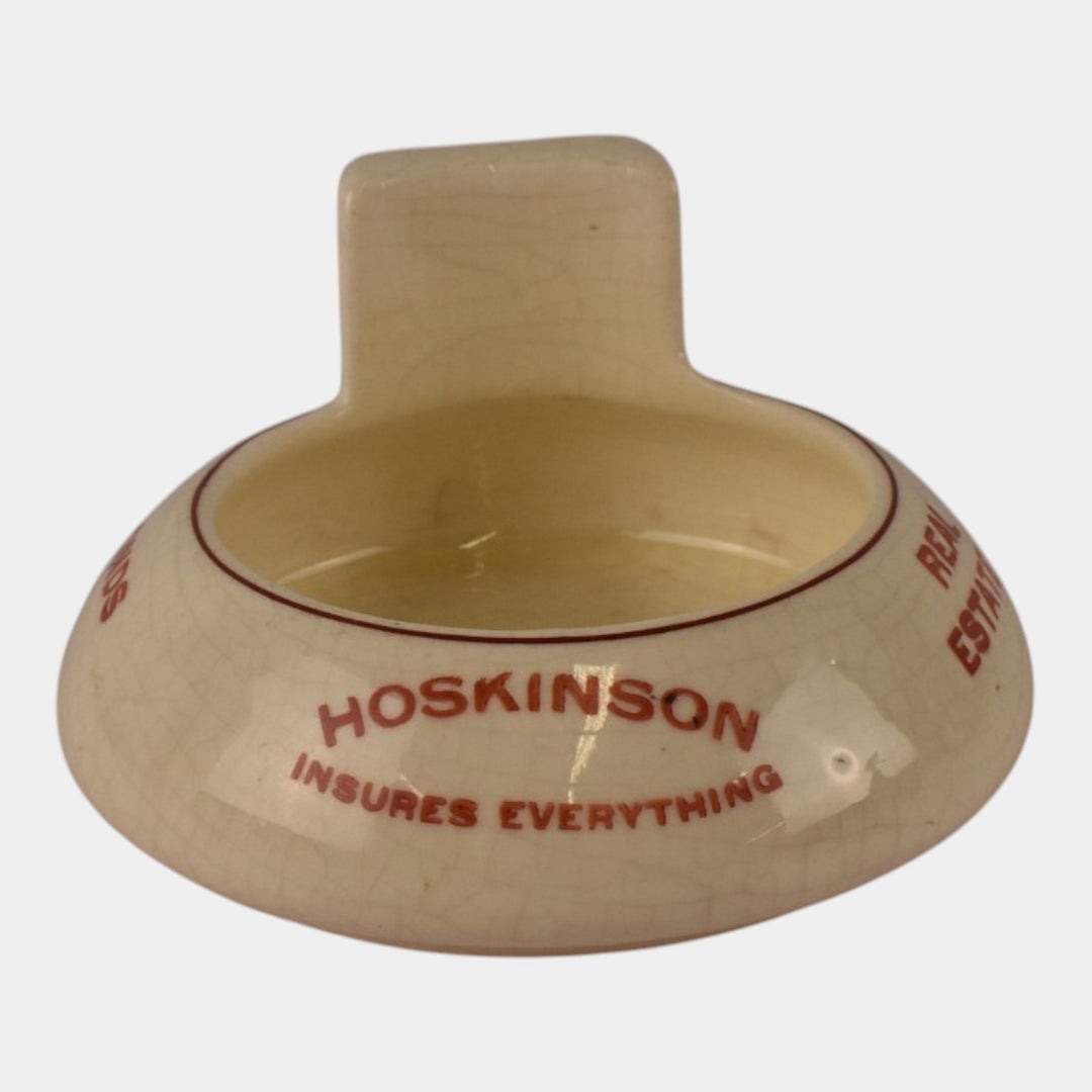 Roseville Creamware 1910 Art Pottery Hoskinson Insurance Advertising Ashtray