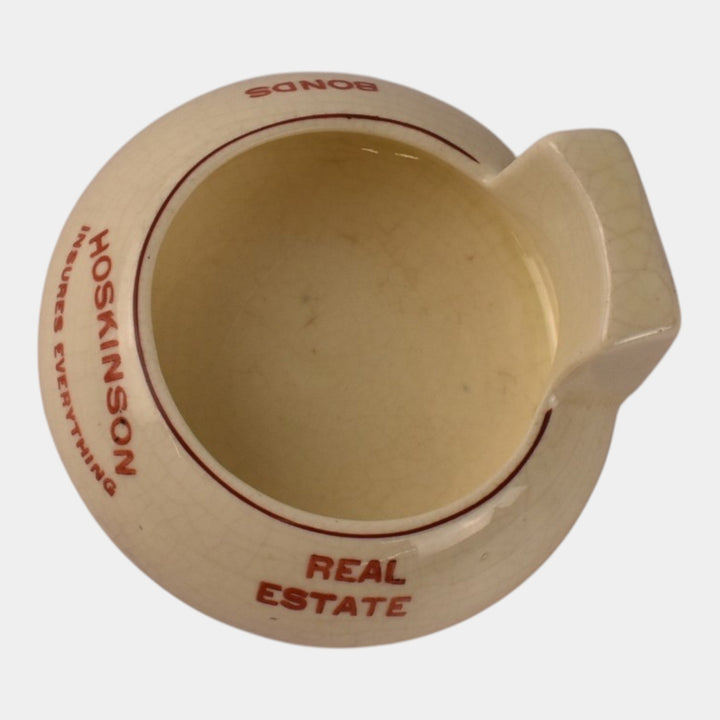 Roseville Creamware 1910 Art Pottery Hoskinson Insurance Advertising Ashtray