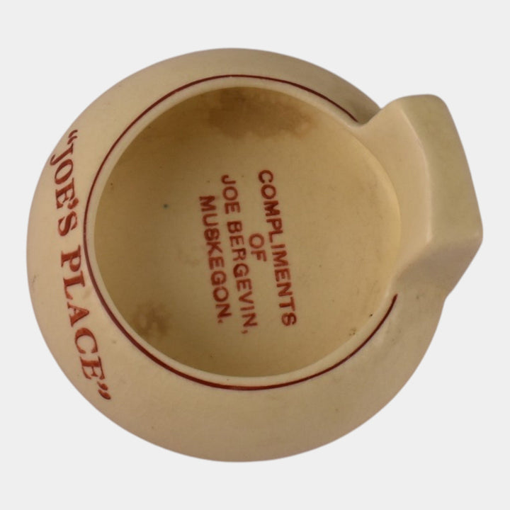 Roseville Creamware 1910 Art Pottery Joe's Place Advertising Ashtray