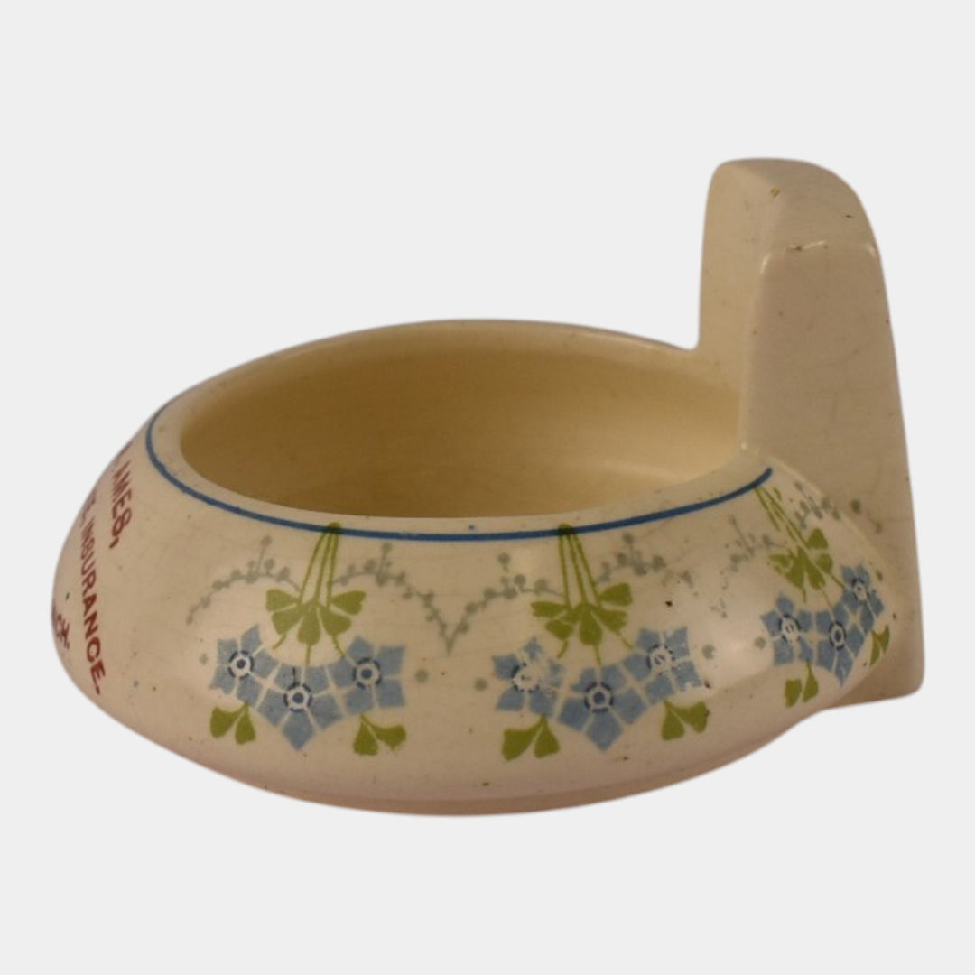 Roseville Creamware 1910 Art Pottery G.W. Ames Insurance Advertising Floral Ashtray