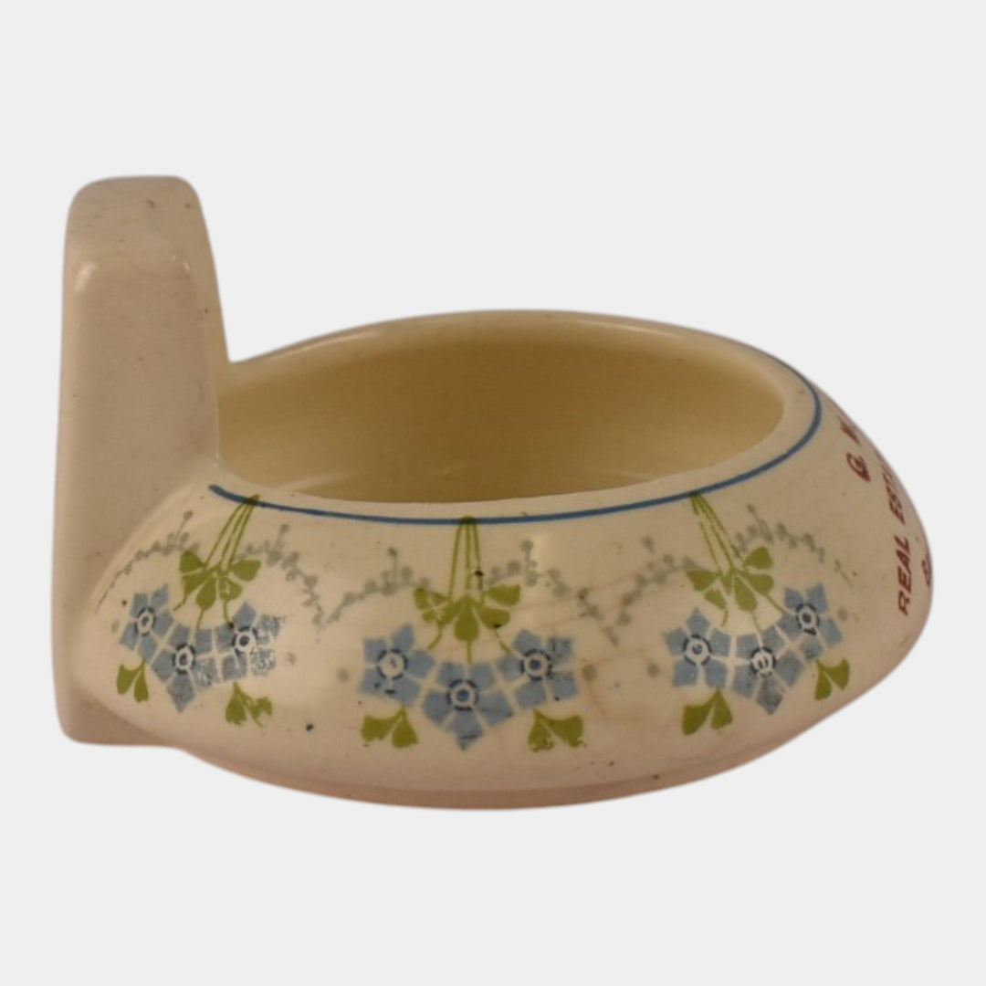 Roseville Creamware 1910 Art Pottery G.W. Ames Insurance Advertising Floral Ashtray