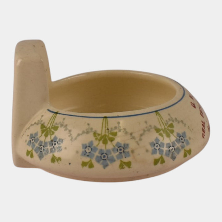 Roseville Creamware 1910 Art Pottery G.W. Ames Insurance Advertising Floral Ashtray