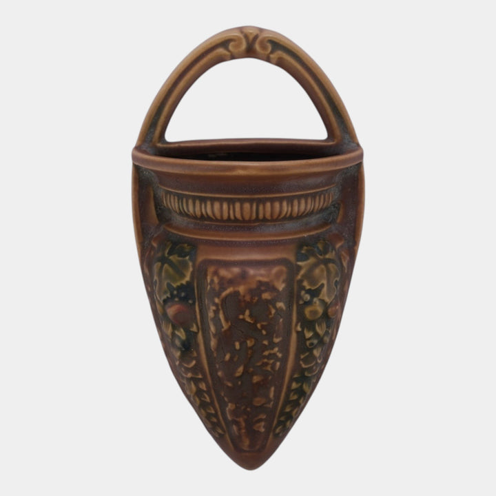 Roseville Florentine Brown 1924 Vintage Art Pottery Ceramic Wall Pocket 1238-8