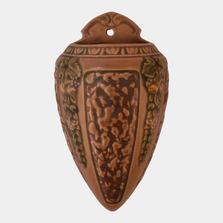 Roseville Florentine Brown 1924 Vintage Art Pottery Ceramic Wall Pocket 1230-10