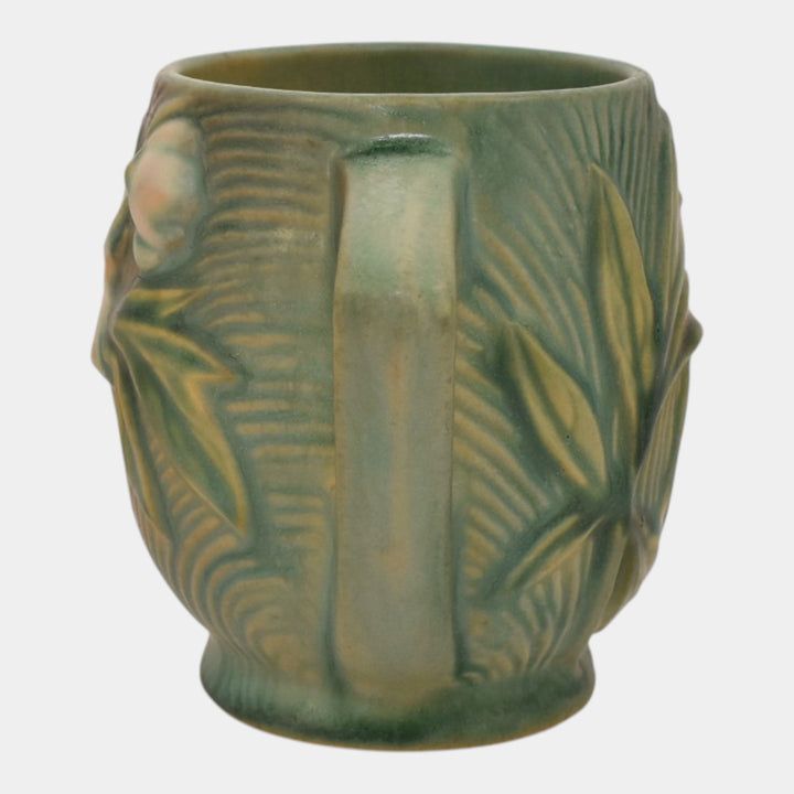 Roseville Peony Green 1942 Vintage Art Pottery Ceramic Mug 2-3