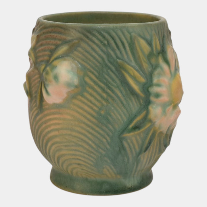 Roseville Peony Green 1942 Vintage Art Pottery Ceramic Mug 2-3