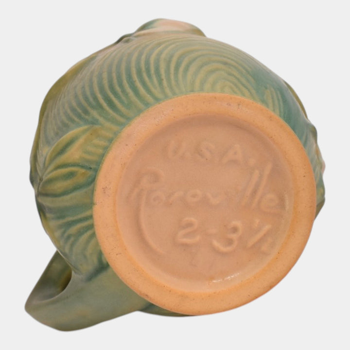 Roseville Peony Green 1942 Vintage Art Pottery Ceramic Mug 2-3