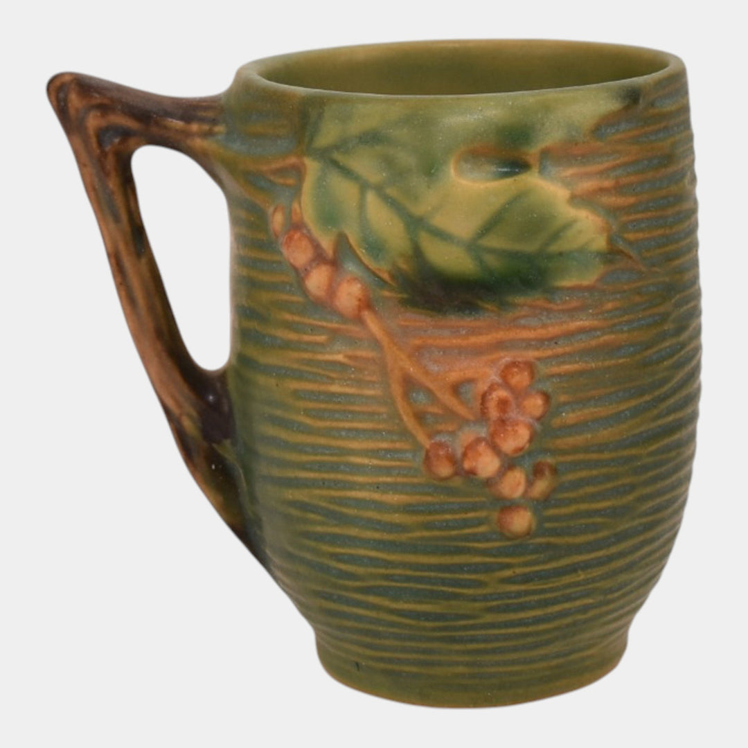 Roseville Bushberry Green 1941 Vintage Art Pottery Ceramic Mug 1-3