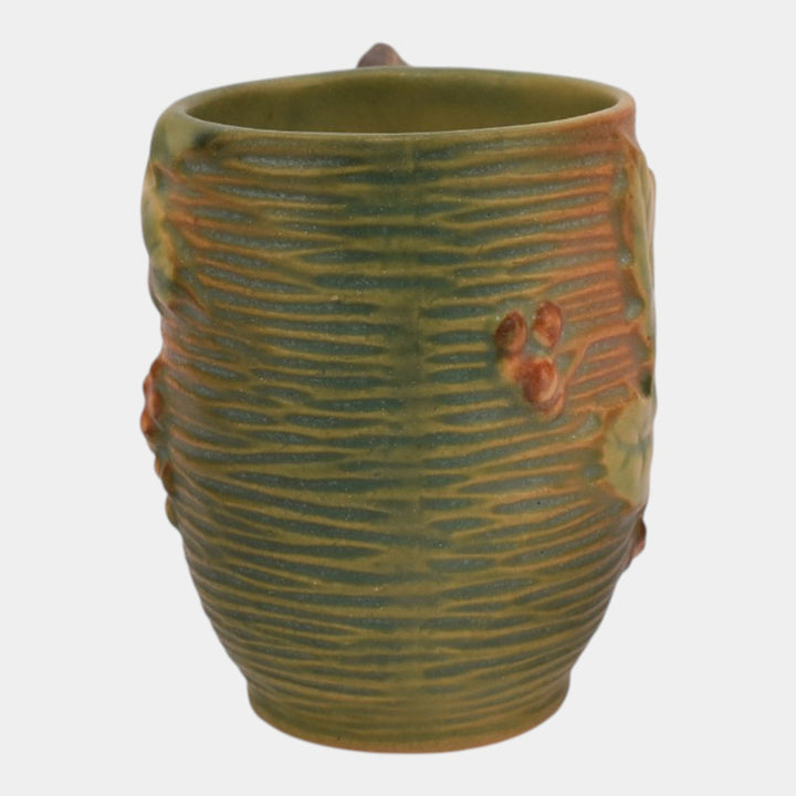 Roseville Bushberry Green 1941 Vintage Art Pottery Ceramic Mug 1-3