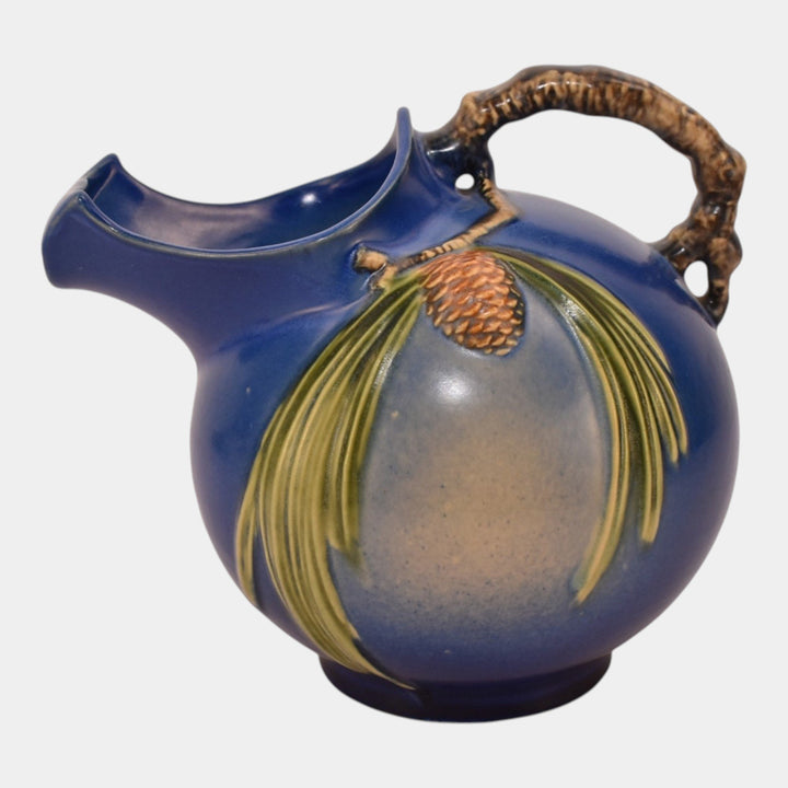 Roseville Pine Cone Blue 1940 Vintage Art Pottery Ceramic Pitcher 1321
