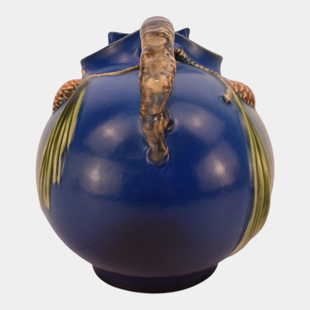 Roseville Pine Cone Blue 1940 Vintage Art Pottery Ceramic Pitcher 1321
