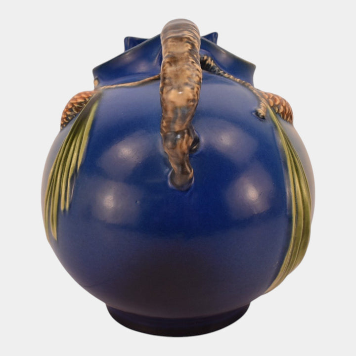 Roseville Pine Cone Blue 1940 Vintage Art Pottery Ceramic Pitcher 1321