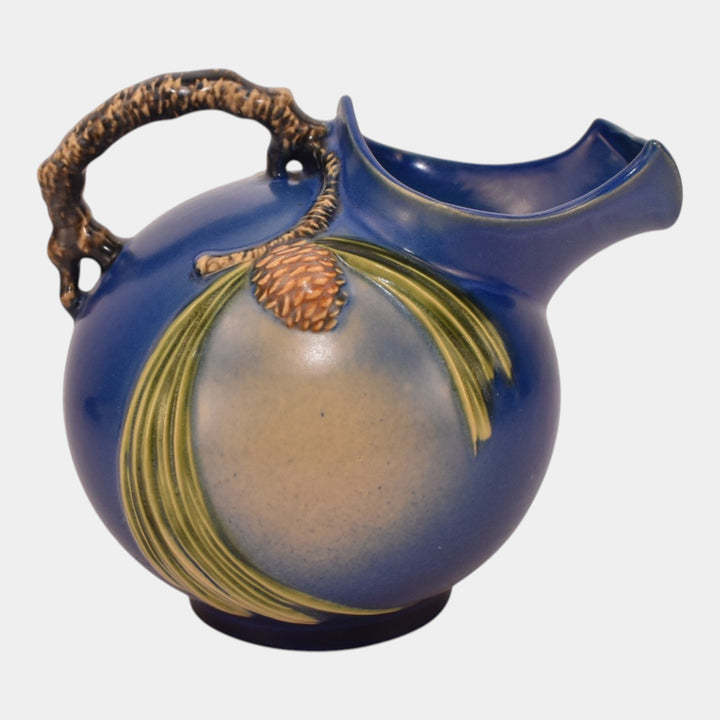 Roseville Pine Cone Blue 1940 Vintage Art Pottery Ceramic Pitcher 1321