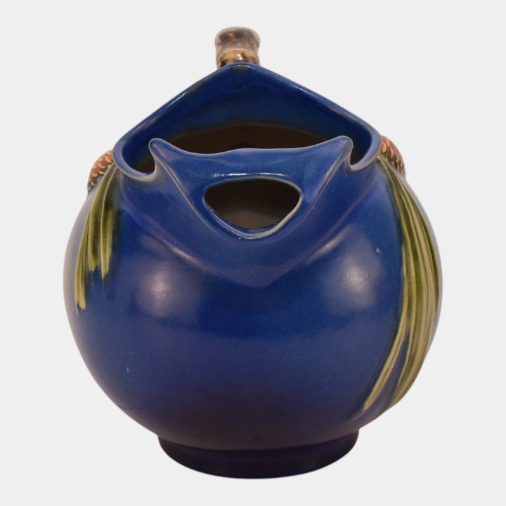 Roseville Pine Cone Blue 1940 Vintage Art Pottery Ceramic Pitcher 1321