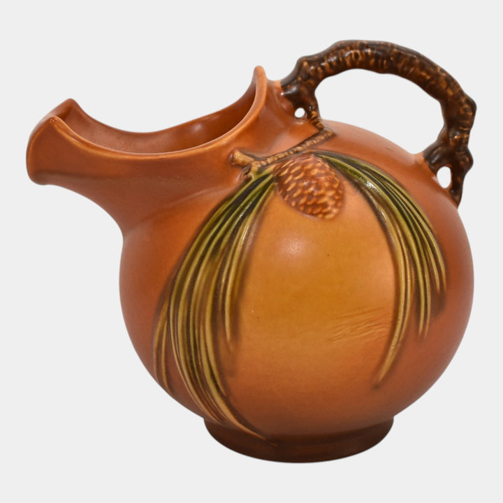 Roseville Pine Cone Brown 1940 Vintage Art Pottery Ceramic Pitcher 1321
