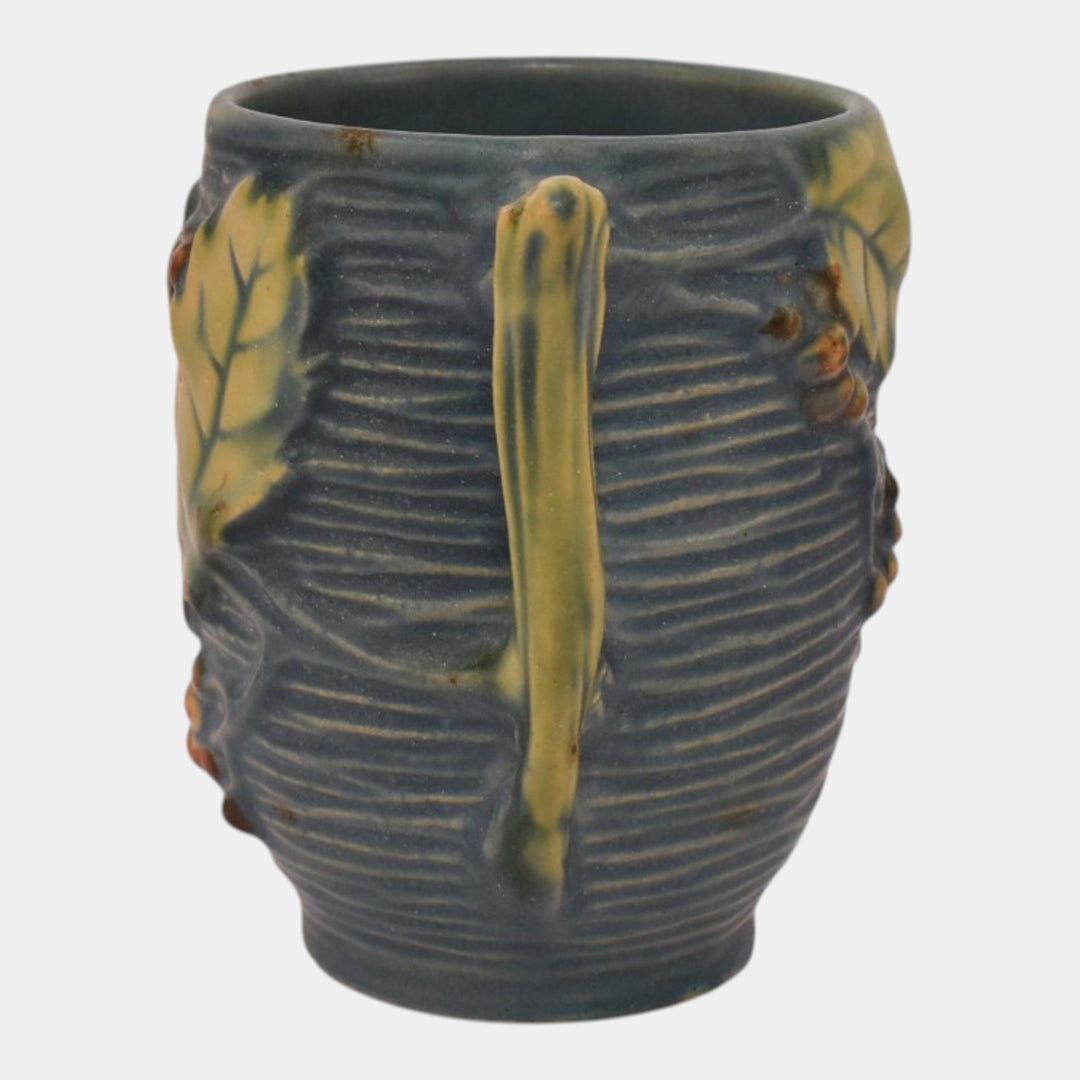 Roseville Bushberry Blue 1941 Vintage Art Pottery Ceramic Mug 1-3