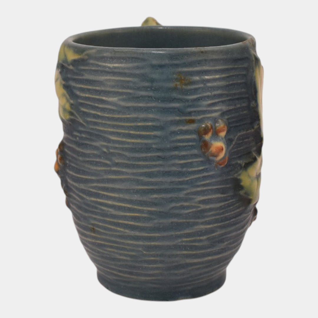 Roseville Bushberry Blue 1941 Vintage Art Pottery Ceramic Mug 1-3