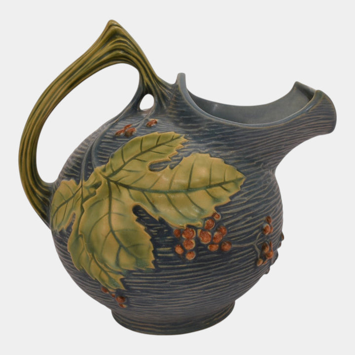 Roseville Bushberry Blue 1941 Vintage Art Pottery Ceramic Ice Lip Pitcher 1325