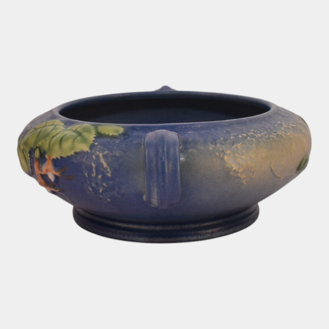Roseville Fuchsia Blue 1938 Vintage Art Pottery Ceramic Handled Bowl 348-5