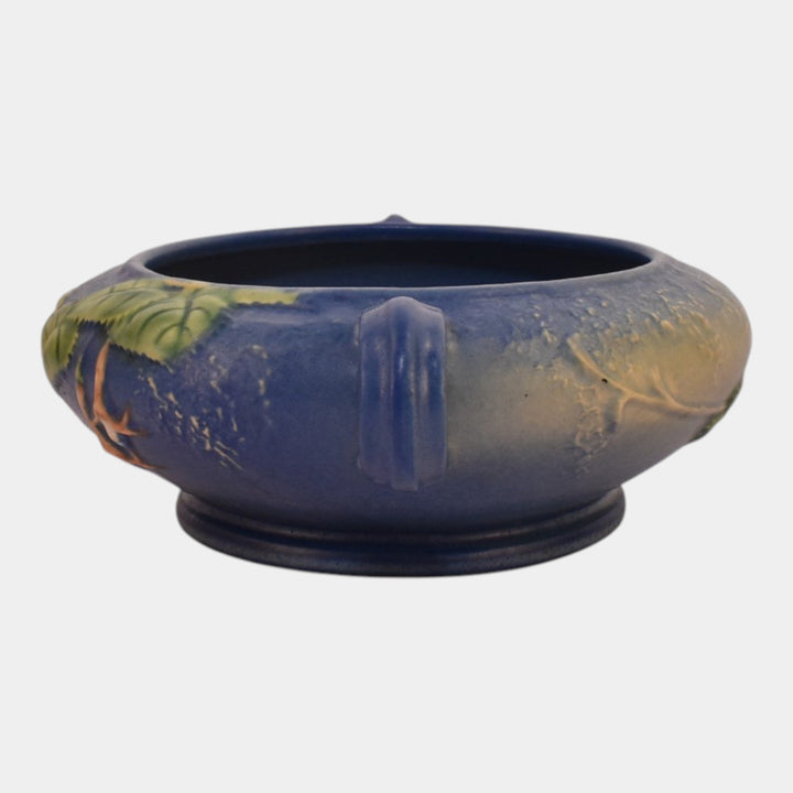 Roseville Fuchsia Blue 1938 Vintage Art Pottery Ceramic Handled Bowl 348-5