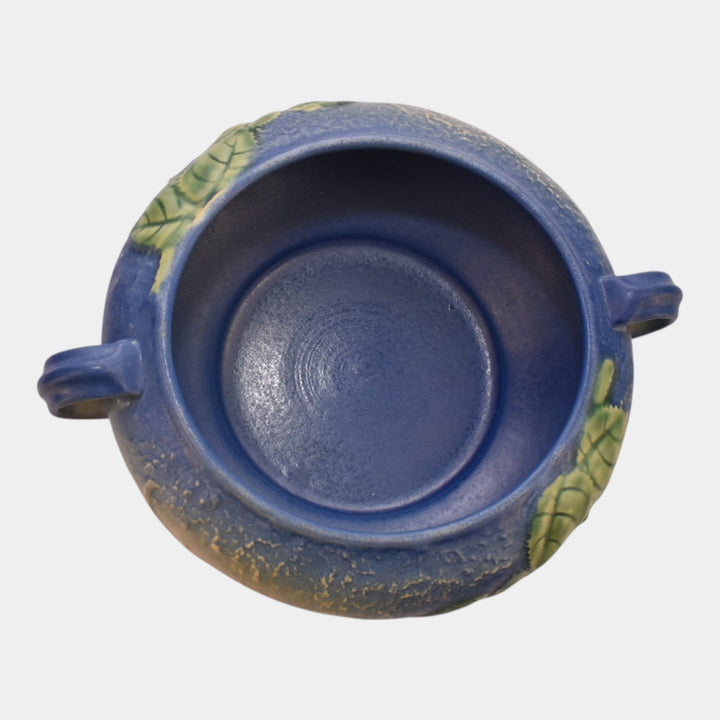 Roseville Fuchsia Blue 1938 Vintage Art Pottery Ceramic Handled Bowl 348-5