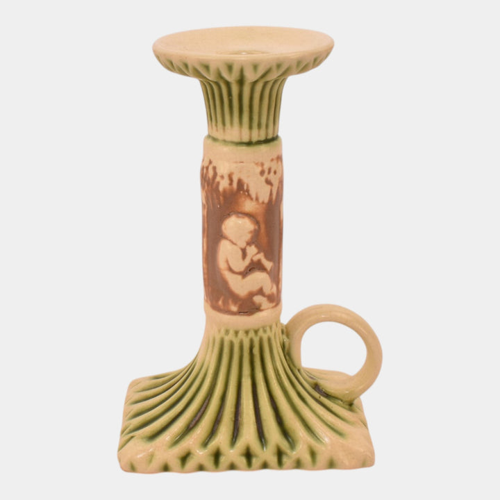 Roseville Donatello 1916 Vintage Art Pottery Chamberstick Candle Holder 1009-6