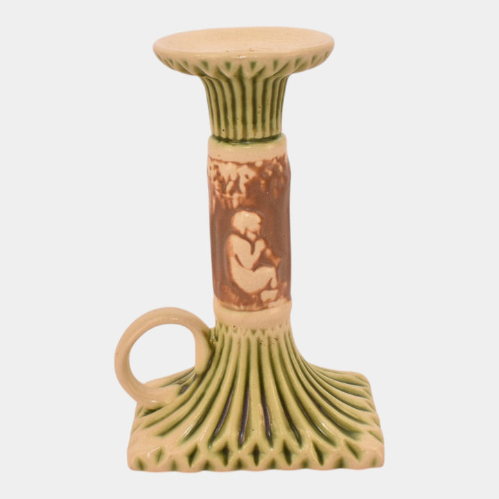 Roseville Donatello 1916 Vintage Art Pottery Chamberstick Candle Holder 1009-6