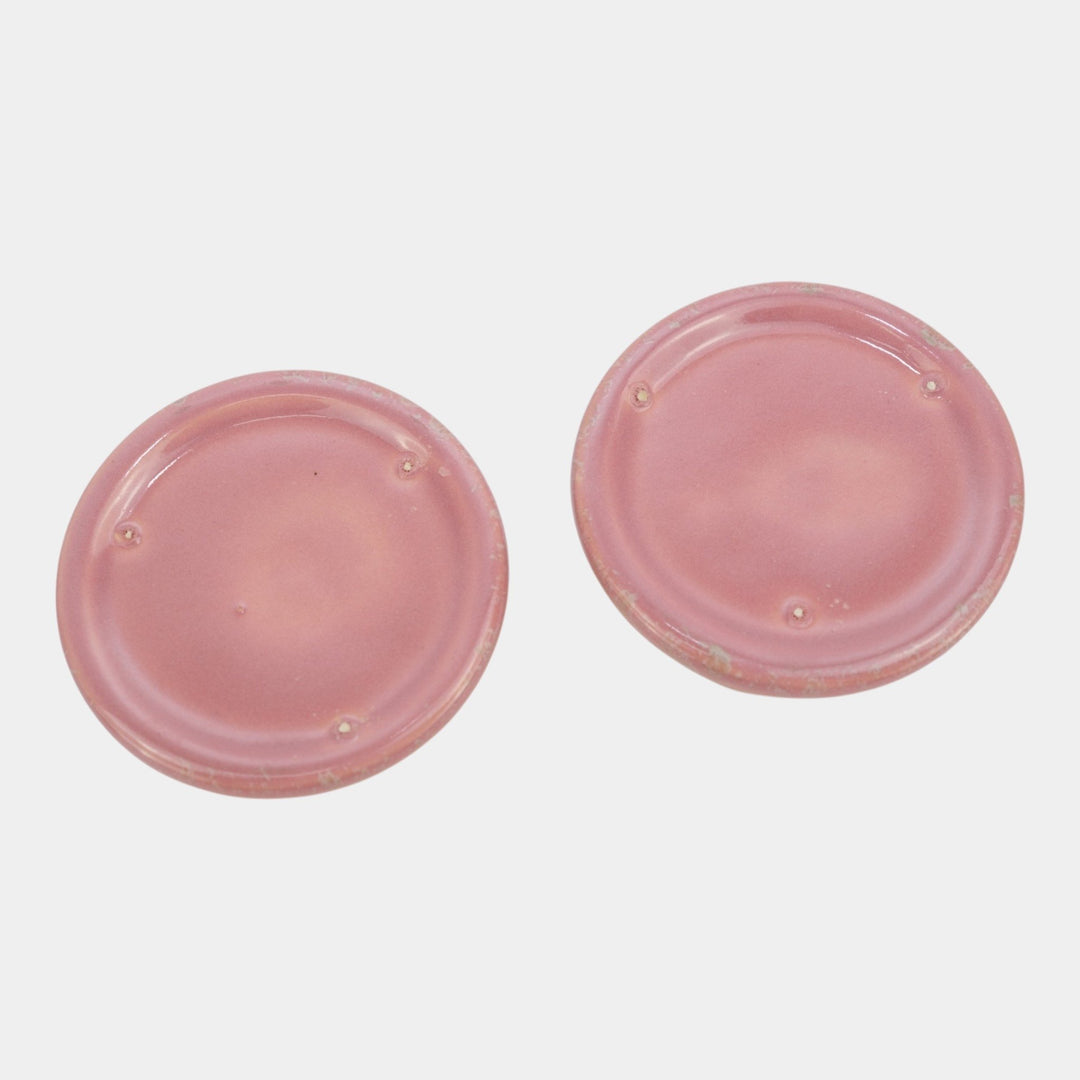 Roseville Tuscany Pink 1927 Vintage Art Deco Pottery Candle Holders 1066-3