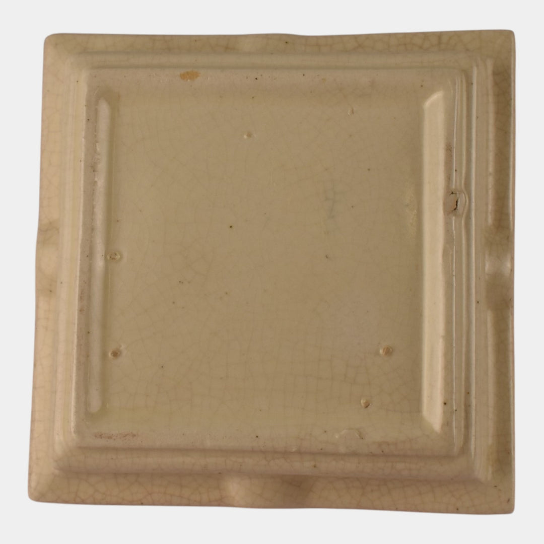 Roseville Creamware 1910 Antique Art Pottery Green Band Ashtray Match Holder - Just Art Pottery